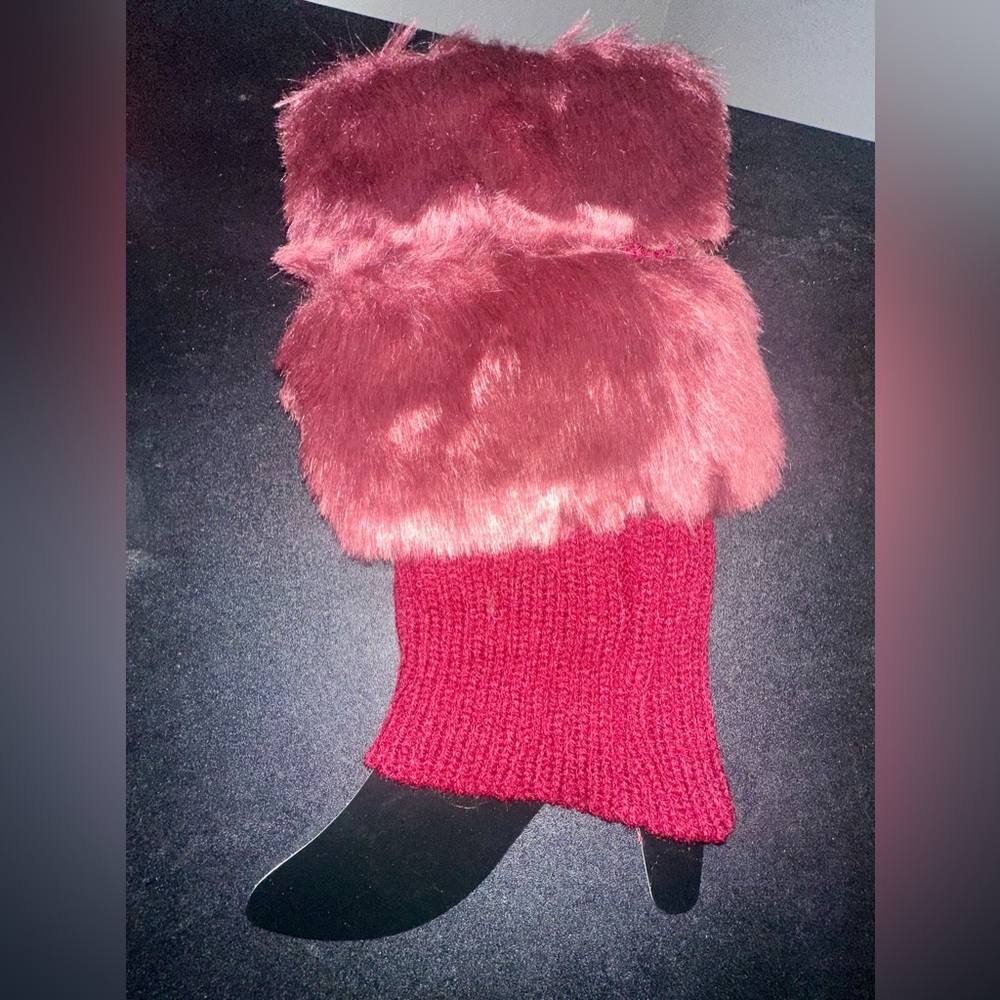 Elegant Burgundy Faux Fur Womens Boot Cuffs